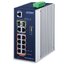 Switch Industri 8-port POE+ L2/4 DIN Planet: 8p PoE+, 2p 1000T, 2x SFP, IP30