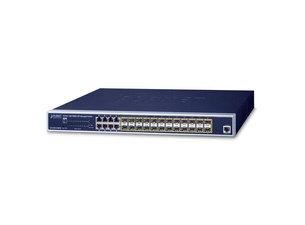 Switch LAN 24p Layer2+ Managed Planet 24x 100/1000XSFP + 8x TP,Redundant AC/DC 