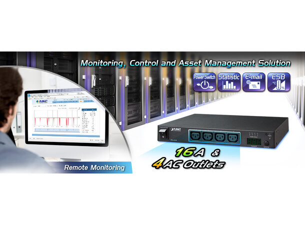 Switched PDU IP-based PM 4-port  PLanet AC 100-240V, 16A max 