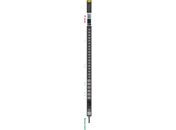 Austin Hughes IPDU 16A,230V 1-fas, Svart 18xC13+6xC13/C19 IEC60309 vertikal 3m 