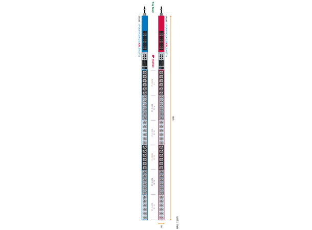 Austin Hughes IPDU 32A, 400V 3-fas, blå Vertikal 36xCombo C13/C19 IEC60309, 3m 