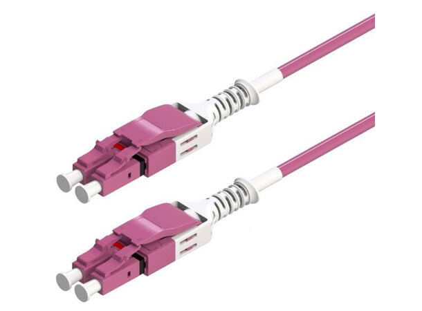 ECS Fiberpatch MM LC/UPC-LC/UPC Lilla 1m OM4 50/125, LSZH, 2mm, Pull Boot 