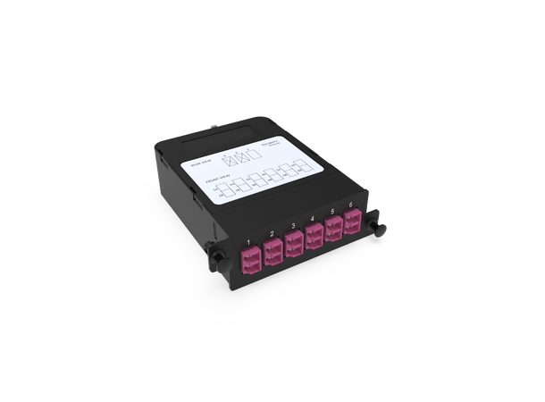 ECS MPO Kassett 1xMPO/F, 12xLC OM4 Univ. Pol, m/fjærbelastede støvlokk 