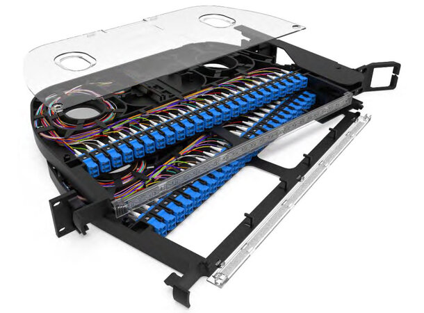 ECS Prefab ODF 1U 48xLC/UPC SM 19" G657A1 RAINBOW TIA-598-C LSZH 250µm 