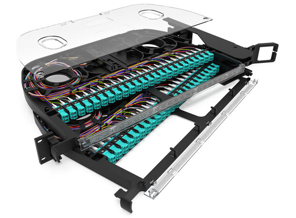 ECS Prefab ODF 1U 96xLC/UPC OM4 19" MM RBS RAINBOW TIA-598-C LSZH 250µm 