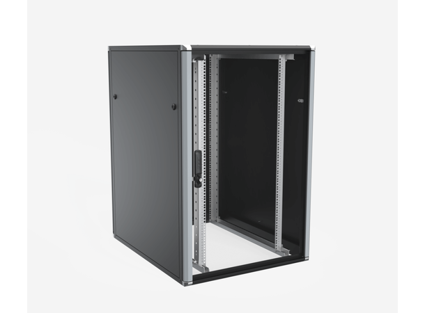Enoc Gulvskap Sort 24U F3 glassdør B-800 x D-1000 x H-1200 mm 
