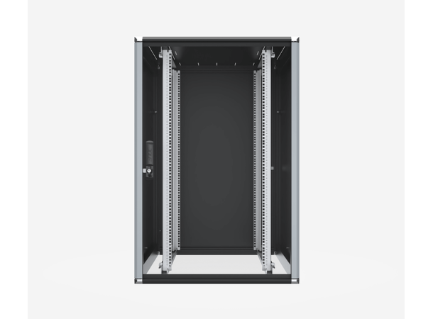 Enoc Gulvskap Sort 24U F3 glassdør B-800 x D-1000 x H-1200 mm 