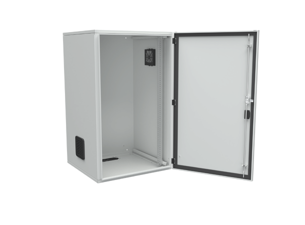 Enoc Veggskap 21U  IP55  Grå 600x600x1025mm - Klargjort for ASSA 
