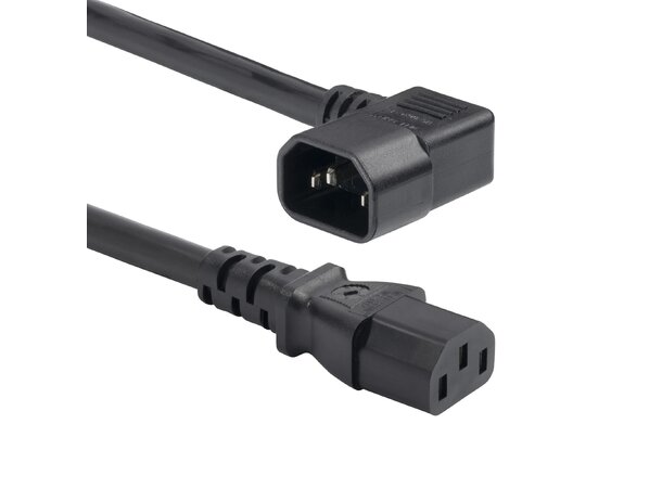 Strømkabel  C14-C15 Høyre vinkl  1m C15 H/vinkl 1,0 mm² Svart Halogenfri 