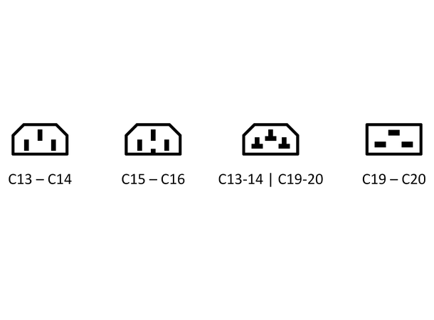 Strømkabel  C14-C15 Høyre vinkl  1m C15 H/vinkl 1,0 mm² Svart Halogenfri 