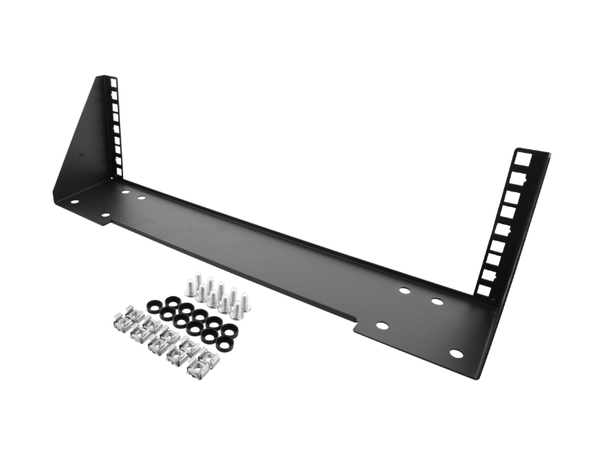 Vertikal veggbrakett 19" 3U Max 60kg, stålkonstruksjon, svart 