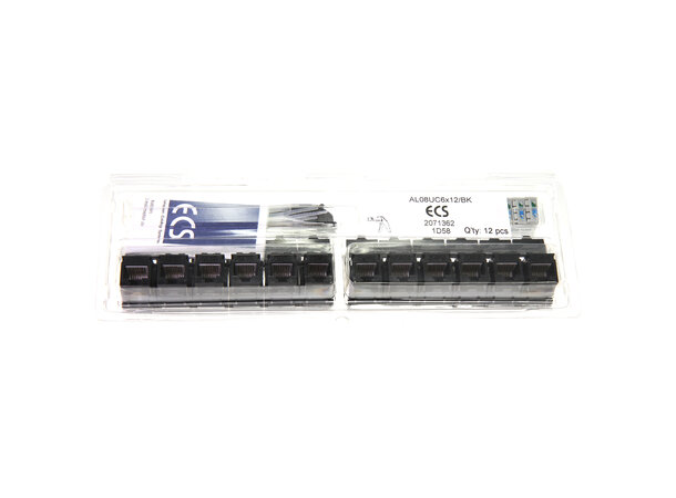 ECS Keystone jack UTP  C6 12-pack SVARTA 