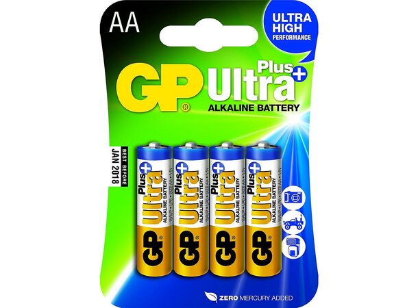 GP Ultra Plus Alkaline AA-batteri 15AUP, 4-pk.