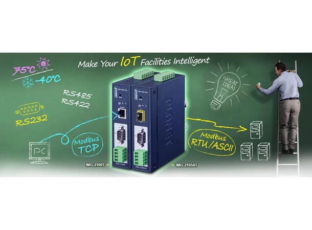 Gateway Industri 1-port RS232/422/485 Planet: Modbus Gateway (1x10/100BASE TX) 