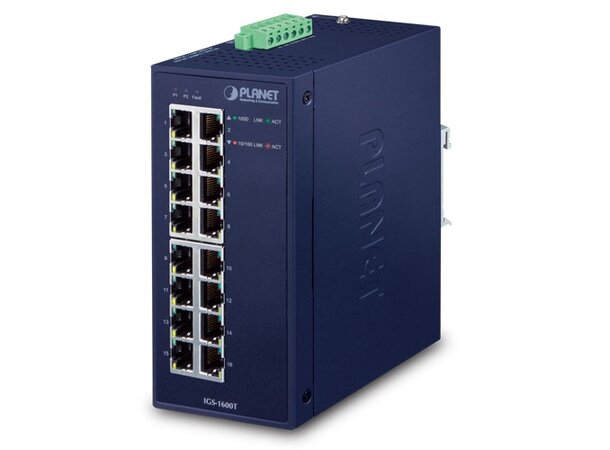 Industrial 16-Port 10/100/1000T 