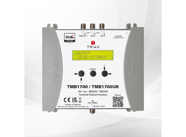 Triax multibånd forsterker TMB1700 EU Programmerbar, 20dB, 2xUHF,FM,VHF/DAB+ 