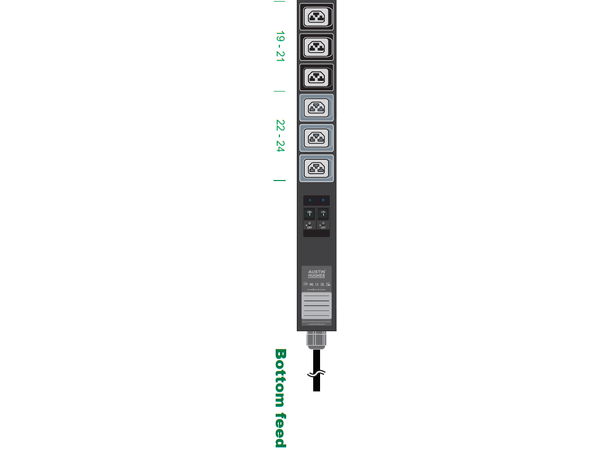 Austin Hughes IPDU 32A,230V 1-fas, Svart 18xC13+6xC13/C19 IEC60309 vertikal 3m 