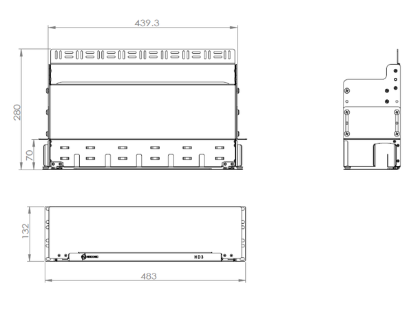 ECS 3U 19" MODULAR FIXED FRAME 12SLOT HD WITH FRONT & REAR MGMT UNLOADED 