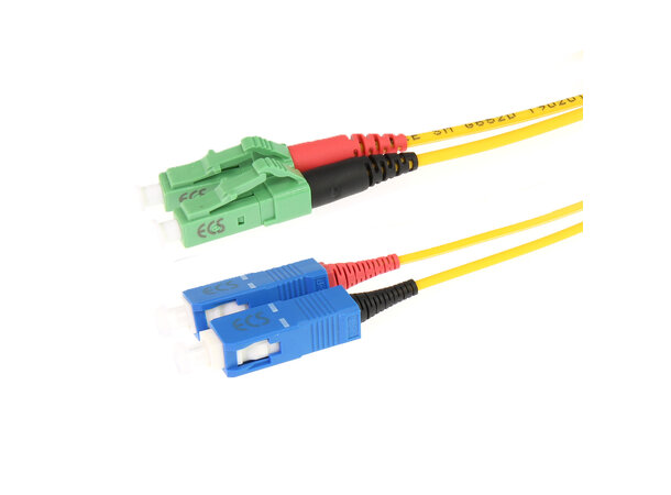 ECS Fiberpatch OS2 9/125 LC/APC-SC 15,0m Fibersnor Halogenfri Duplex 