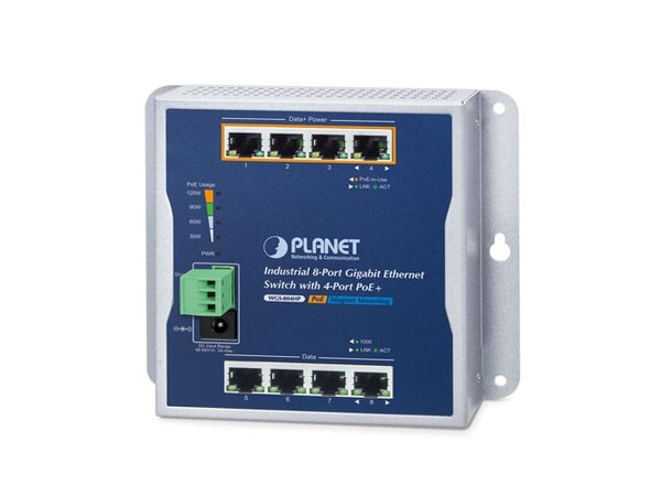 Switch Industri 8-Port (4p PoE+) 10/100/1000T,IP30, 4-port POE 802.3at 