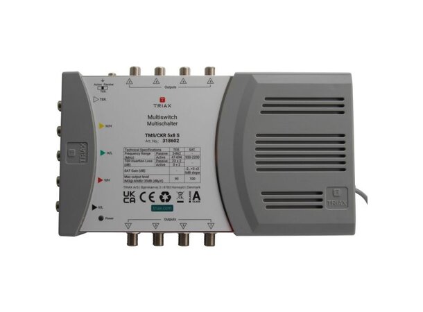 Triax Multiswitch iTMS/CKR 5x 8 S inkl. nettdel, 5 inn/4xSAT+1xTERR 