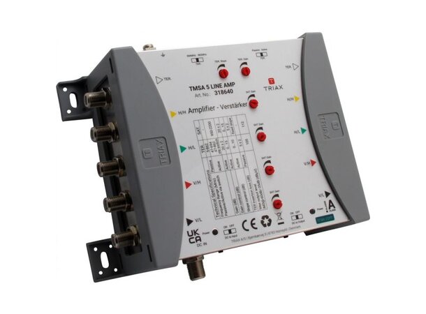 Triax forsterker satellitt  TMSA 5, 20dB 5+5, 4xSAT+1xTerr inn/ut, 18Vdc, 2A 