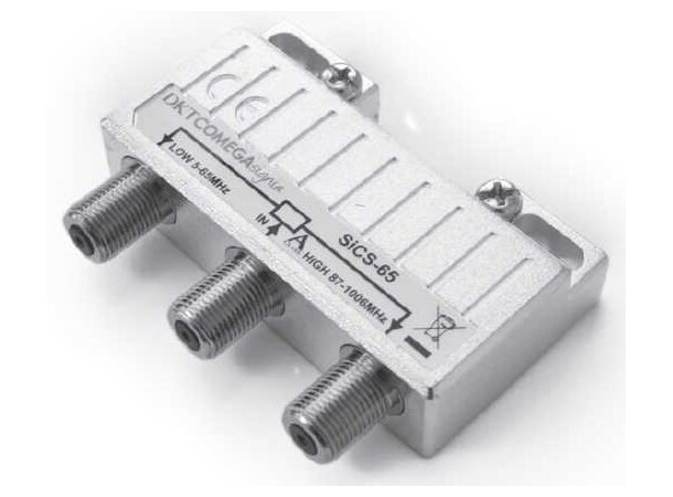 Diplexfilter SiCS-65 F-type Signia  DKT F hun tilkoblinger, 5-65/85-1006MHz 