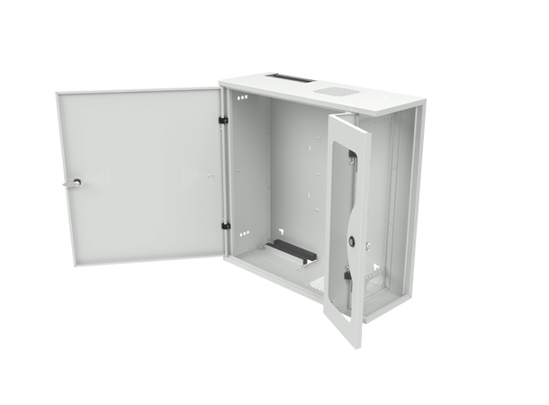Enoc Veggskap 4U 19" Vertikal Montering B-600 x D-220 x H-600 mm med Glassdør 