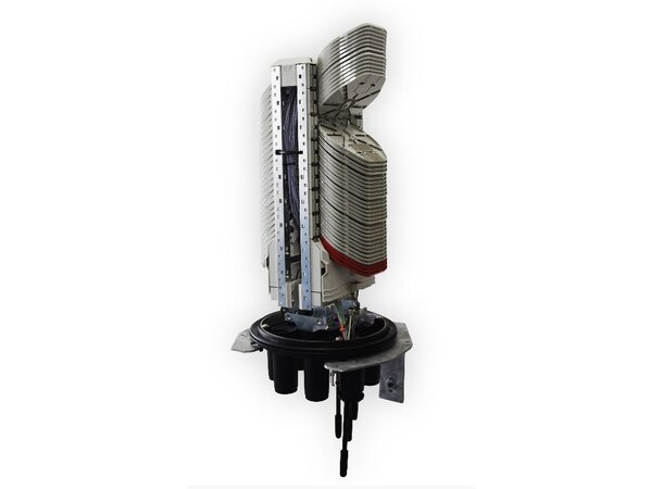 Skjøteboks/dome rund AA 576 fiber IP68 Modulær, 1 oval, 6 runde porter, H 390mm 