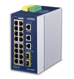 Switch Industri 16-port PoE L3 DIN Planet, IP30,16x802.3at+2x1000T+2xSFP