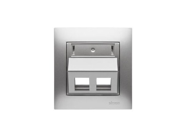 Frontplate for 2xKeystone Vinklet Alu. Kontakt Simon Alu. El.nr.6928439 