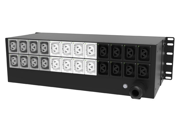 POW PDU, 400V 16A Horisontal, 24 uttak 11,1kW B:482 D:88 H:120mm 
