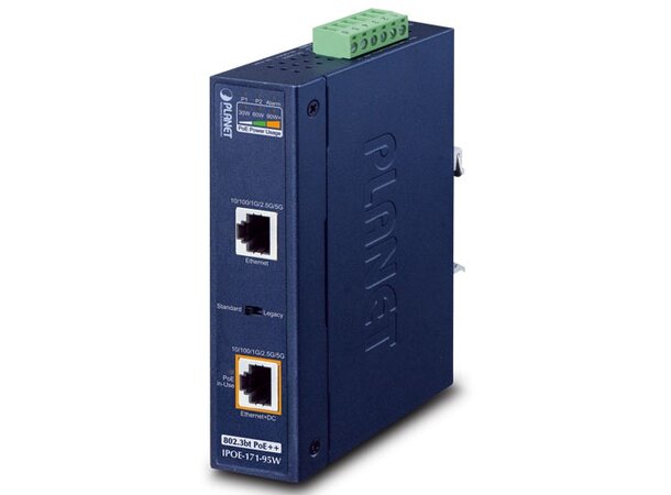 PoE Injector 95W/48V 802.3bt Planet 2x100M/1G/2.5G/5GBASE-T RJ45 