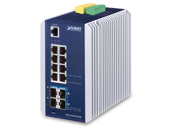 Switch Industri 8-port L3 DIN Planet, IP30,8x1000T+4xSFP 