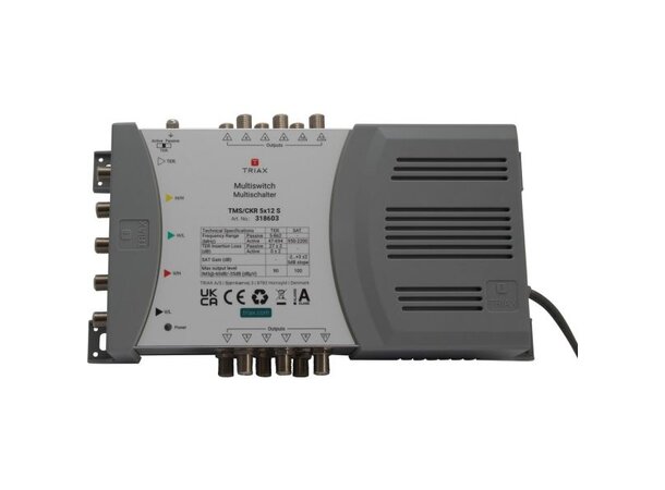 Triax Multiswitch iTMS/CKR 5x12 S inkl. nettdel, 5 inn/4xSAT+1xTERR 