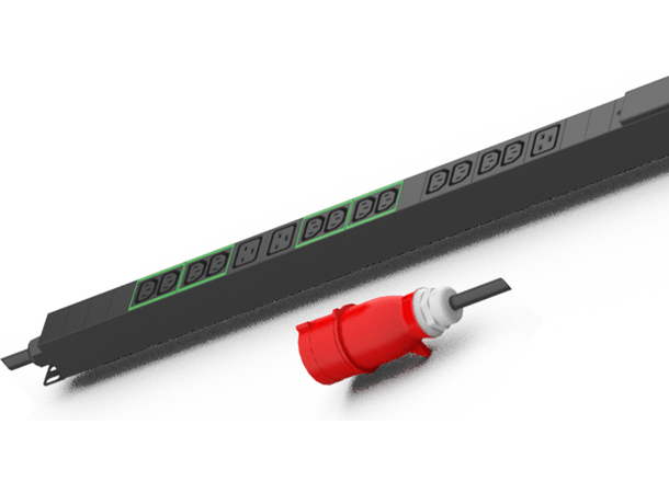 Enoc PDU Strømskinne Vertikal 400V/3x16A 24xC13 + 6xC19 - IEC60309 3m 