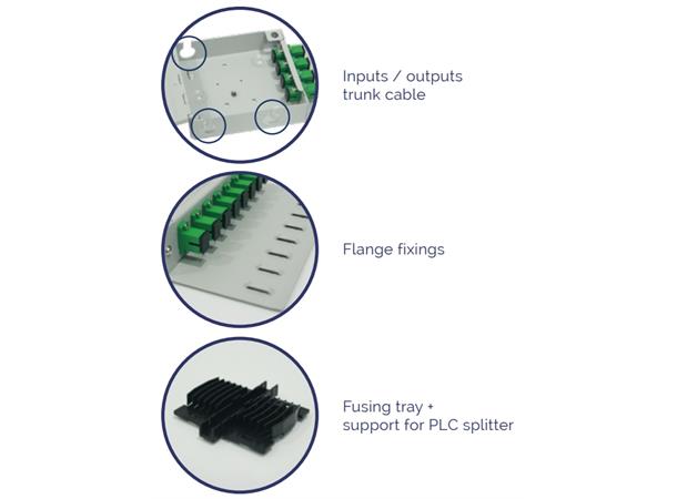 Indoor Box fiber distribution RS 8M 8xSC/APC adapter, fusion acc. incl.