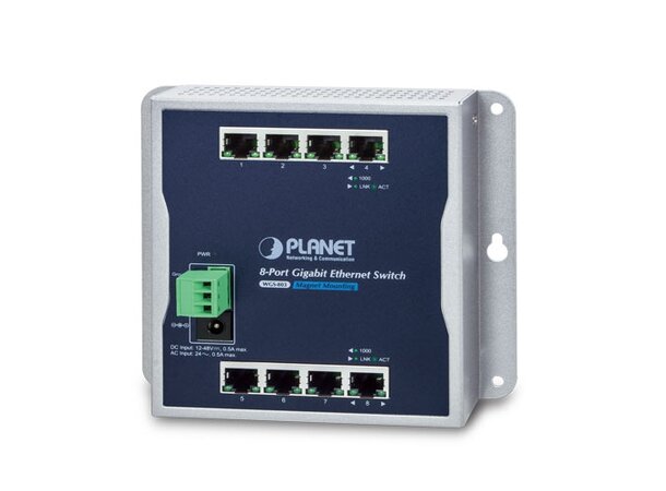 Switch Industri 8-Port Unmanaged 10/100/100T,  DIN- vegg-, magnetfeste 