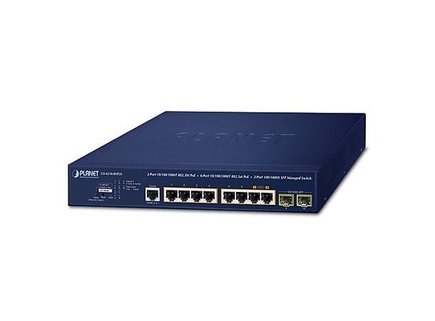 Switch PoE++ 8-port L2/4 Managed Planet 8-port 10/100/1000B/T+2xSFP