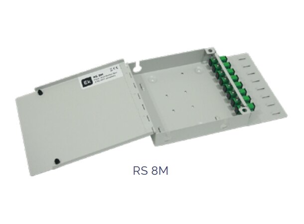 Veggboks fiber 8xSC/APC simplex RS 8M Adaptere, skjøtebrett, div. inkludert 